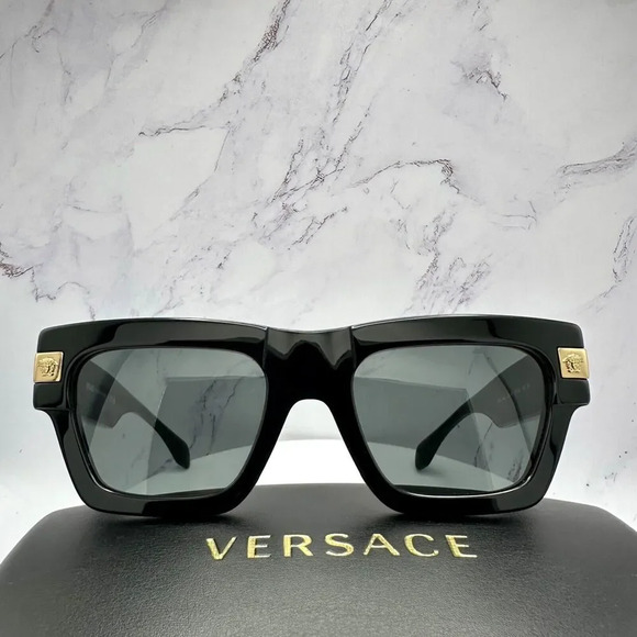 VERSACE Sunglasses New Black Gold Medusa Logo Special Project Dwayne Wade 55 mm - Picture 2 of 16